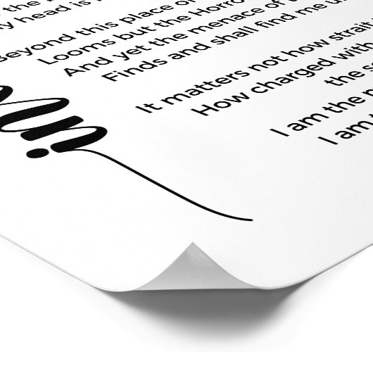 Invictus Poem van William Ernest Henley Poster (Hoek)