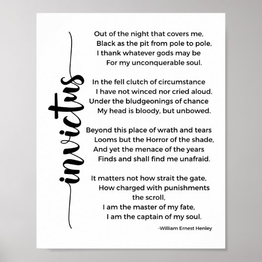 Invictus Poem van William Ernest Henley Poster (Voorkant)