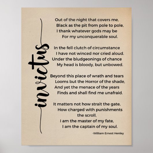Invictus Poem van William Ernest Henley  Poster (Voorkant)