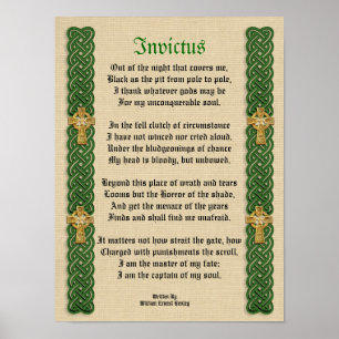 Invictus, Victoriaans gedicht Celtic Knots en krui Poster
