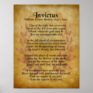 "Invictus", Victoriaans gedicht laurel met poep Poster