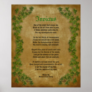 Invictus, Victoriaans gedicht op perkament met ijs Poster