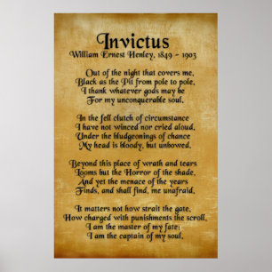 "Invictus", Victoriaans gedicht op perkament Poster