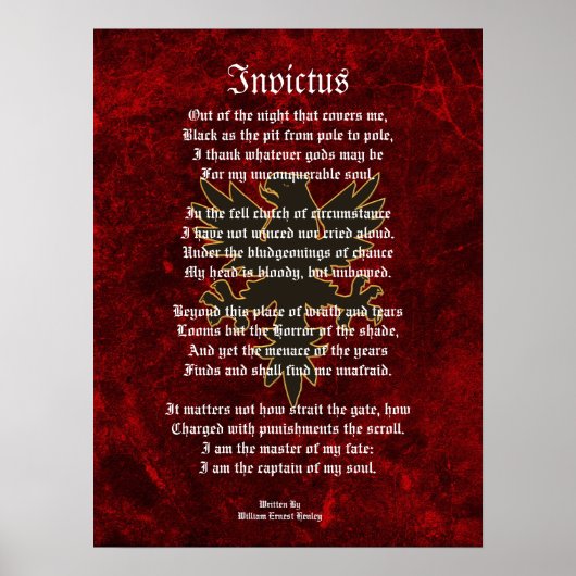 Invictus, Victoriaans gedicht zwarte adelaar Poster (Voorkant)