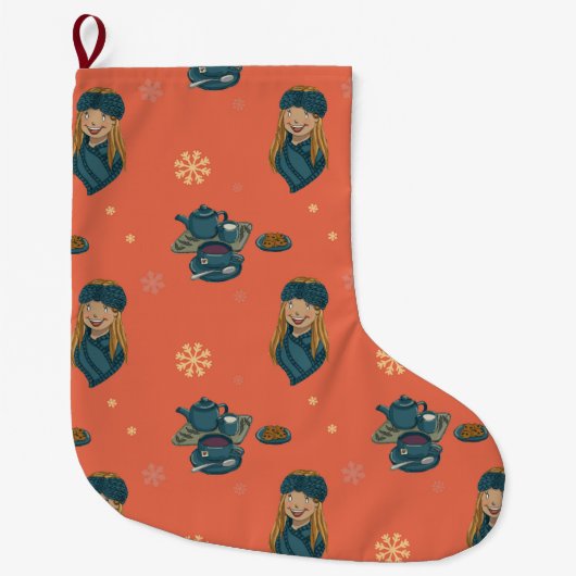 Invierno acogedor con té caliente y pastas grote kerstsok (Voorkant)