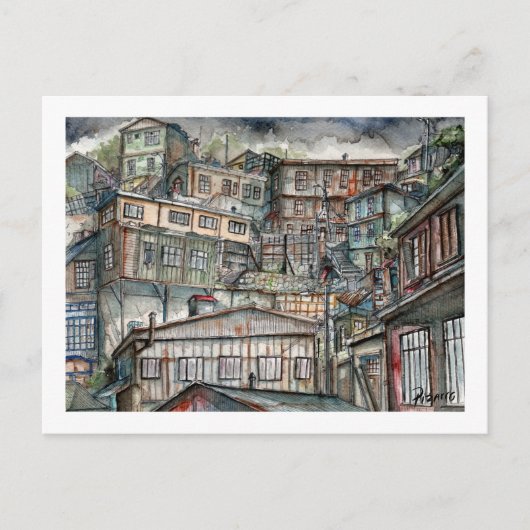 Invierno en los cerros de Valparaíso  Briefkaart (Voorkant)