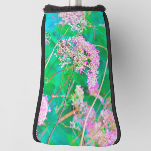 Invincibelle Spirit Hot Pink Hydrangeas Aqua Golfheadcover (Draai 90)
