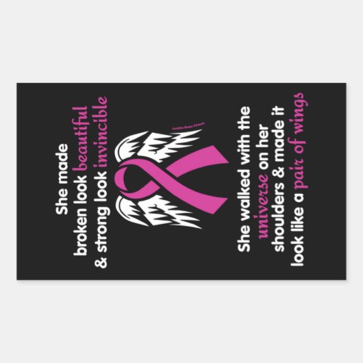Invincible/her.. borstkanker rechthoekige sticker (Voorkant)