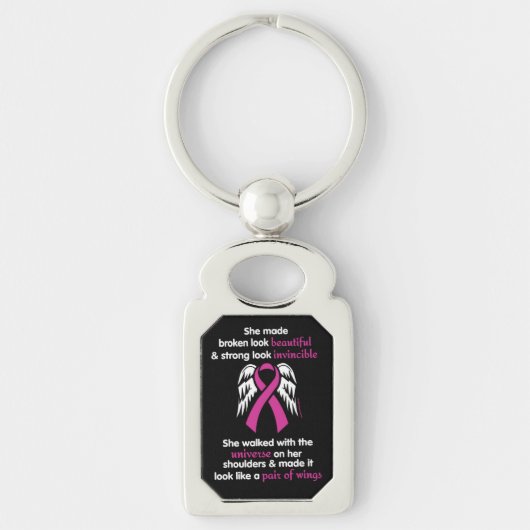 Invincible/her.. borstkanker sleutelhanger (Voorkant)