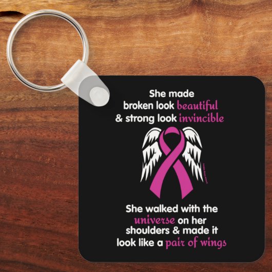 Invincible/her.. borstkanker sleutelhanger (Voorkant)