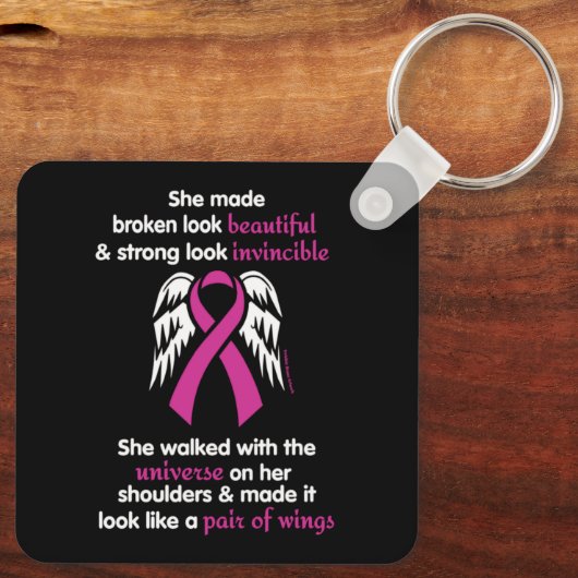 Invincible/her.. borstkanker sleutelhanger (Achterkant)