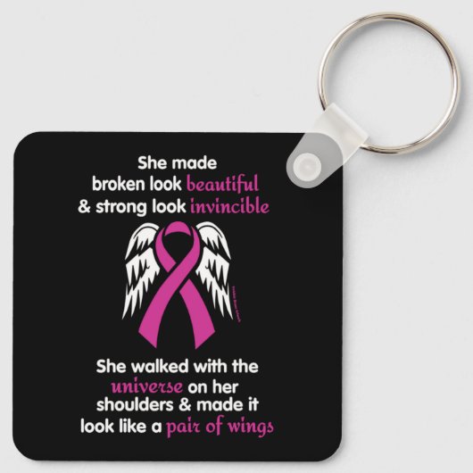 Invincible/her.. borstkanker sleutelhanger (Achterkant)