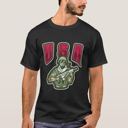 Invincible Soldier Styled US A T-shirt (Voorkant)