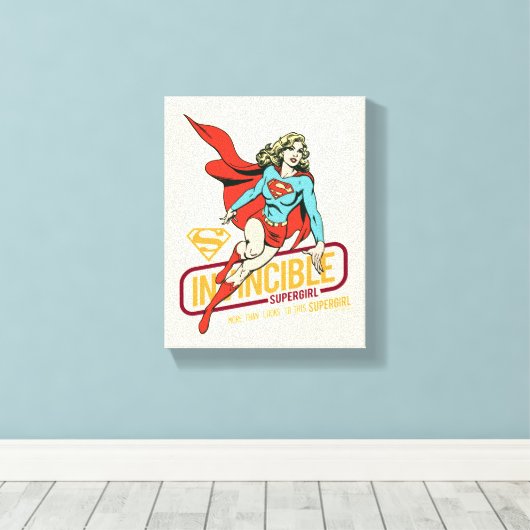 Invincie Supergirl Retro Grafisch Canvas Afdruk (Insitu (Houten vloer))