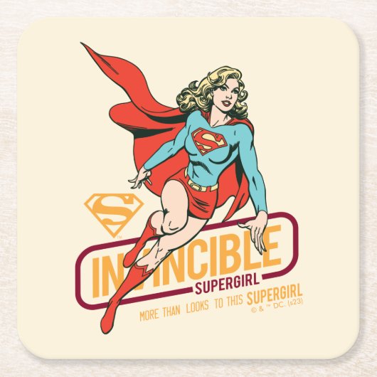 Invincie Supergirl Retro Grafisch Kartonnen Onderzetters (Voorkant)