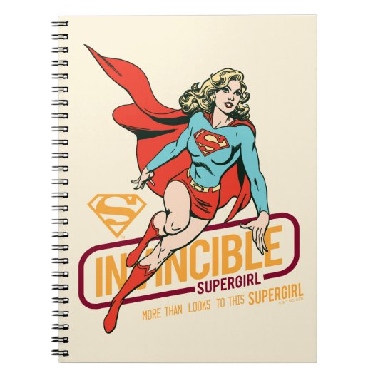 Invincie Supergirl Retro Grafisch Notitieboek (Voorkant)