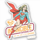 Invincie Supergirl Retro Grafisch Sticker (Voorkant)