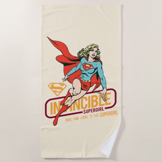 Invincie Supergirl Retro Grafisch Strandlaken (Voorkant)