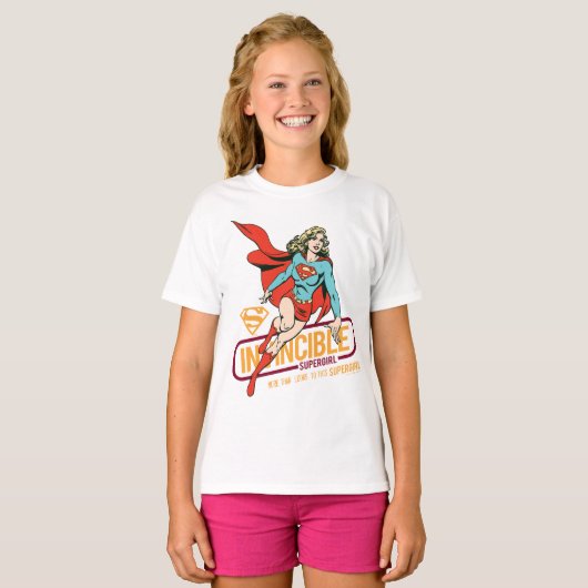 Invincie Supergirl Retro Grafisch T-shirt (Voorkant volledig)