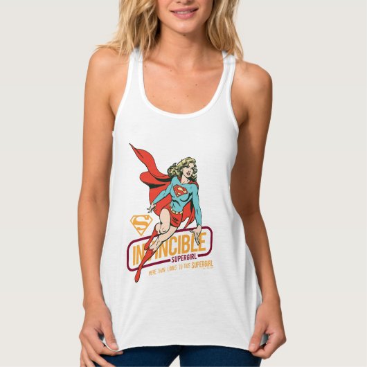Invincie Supergirl Retro Grafisch Tanktop (Voorkant)