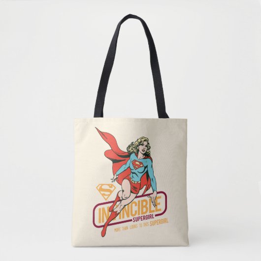 Invincie Supergirl Retro Grafisch Tote Bag (Voorkant)