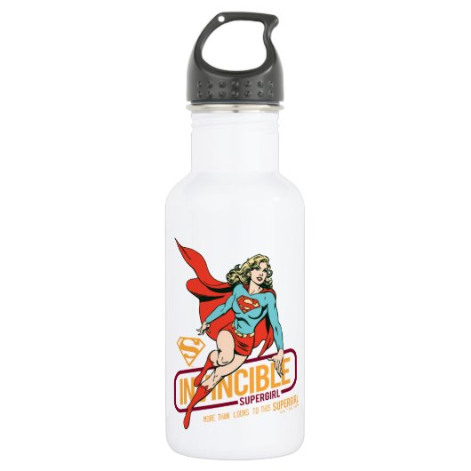 Invincie Supergirl Retro Grafisch Waterfles (Voorkant)