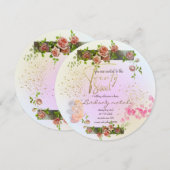 Invitación 20 cumpleaños con rosas perso kaart (Voorkant / Achterkant)