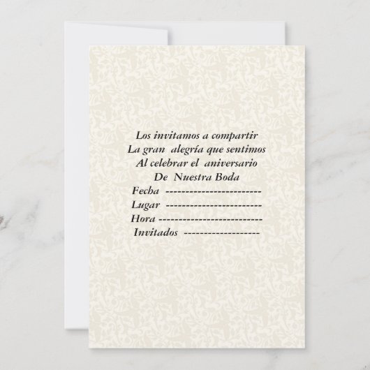 Invitacion 25 Aniversario Kaart (Achterkant)