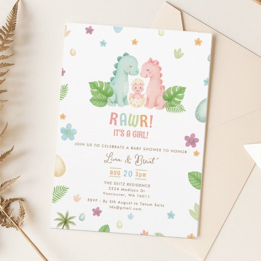 Invitación a Baby Shower de dinosaurios Kaart