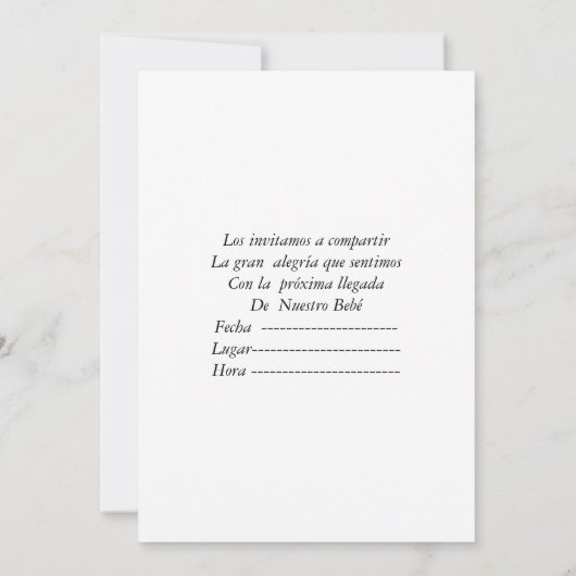 Invitacion a Baby Shower Kaart (Achterkant)
