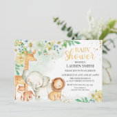 Invitación a Baby Shower para animales florales Kaart (Staand voorkant)