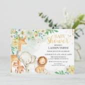Invitación a Baby Shower para animales florales Kaart (Staand voorkant)