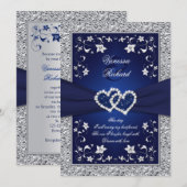 Invitación a la boda de Relieve metalizado FAUX de Kaart (Voorkant / Achterkant)