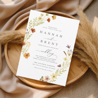 Invitación a la boda rústica del arco de flores si kaart