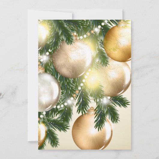 Invitación a una Cena Navideña Acebo y Adornos Kaart (Achterkant)