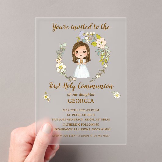 Invitación acrílico GEORGIA Primera Comunión Acryl Uitnodigingen (Insitu (Draagbaar))