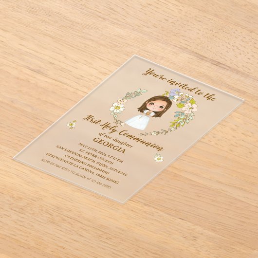 Invitación acrílico GEORGIA Primera Comunión Acryl Uitnodigingen (Laagn)