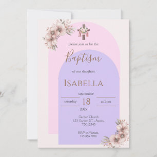 Invitación al bautismo rosado kaart