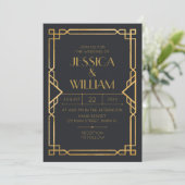 Invitación Art Deco Wedding Invitation 2 Kaart (Staand voorkant)