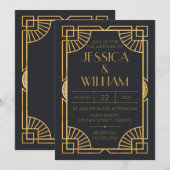 Invitación Art Deco Wedding Invitation Kaart (Voorkant / Achterkant)