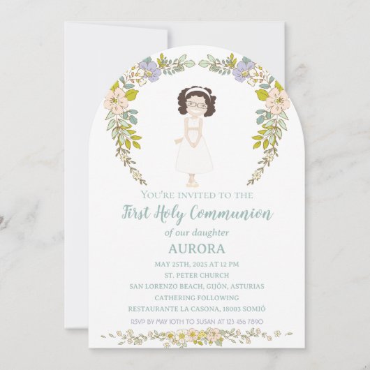 Invitación AURORA Primera Comunión Kaart (Voorkant)