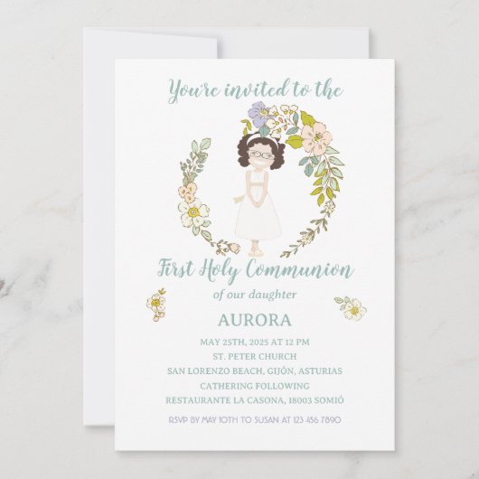Invitación AURORA Primera Comunión Kaart (Voorkant)