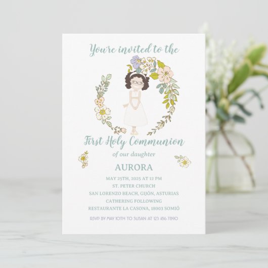Invitación AURORA Primera Comunión Kaart (Staand voorkant)