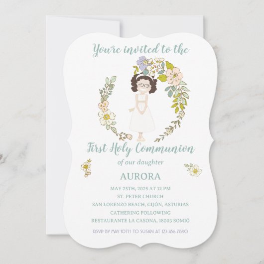 Invitación AURORA Primera Comunión Kaart (Voorkant)