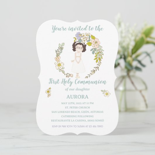 Invitación AURORA Primera Comunión Kaart (Staand voorkant)