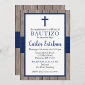 Invitación Azul Marino de Bautizo de Niño Kaart (Voorkant / Achterkant)