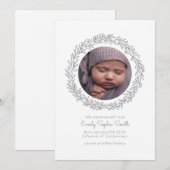 Invitación Baby Announcement Photo Card Wreath mod Kaart (Voorkant / Achterkant)