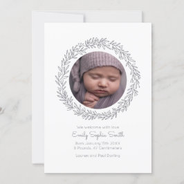 Invitación Baby Announcement Photo Card Wreath mod Kaart