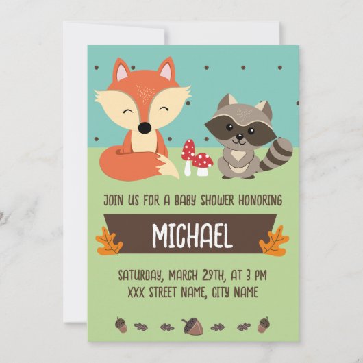 Invitación baby shower animalitos del bosque kaart (Voorkant)