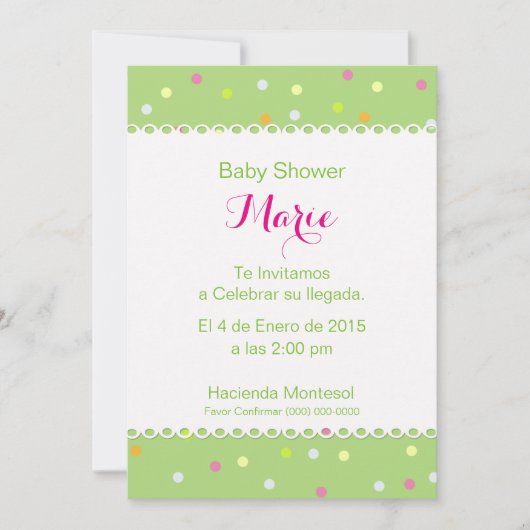 Invitación Baby Shower - Fondo Verde Kaart (Voorkant)